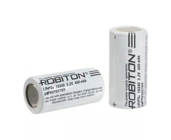 782799 - Ак-р Robiton Li-Fe16340-450 450mAh, 3.2V, 16х340мм,-20 до+60°С,литий-железо-фосфат(нанофосфат),17450 (1)