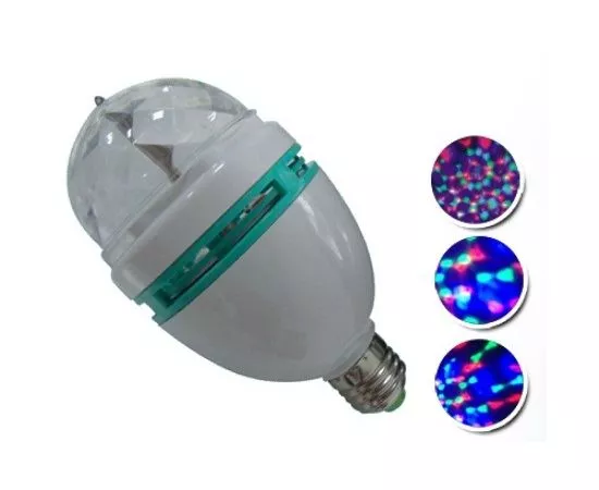 492448 - Лампа-проектор вращ. E27 B52 YB-27, 8*16см, цвет RGB, проекц. вертик., 3W/220V белый (1)