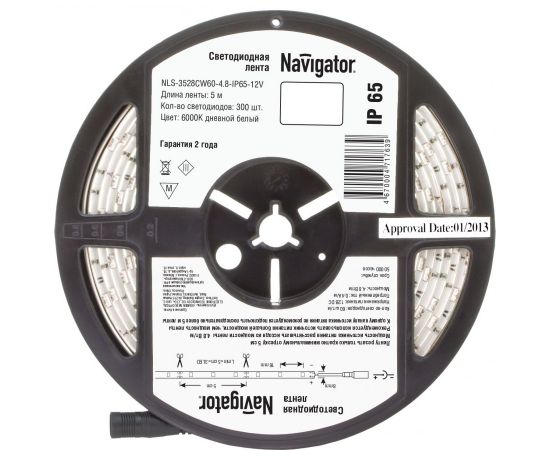 642296 - Navigator Лента св/д 12V 4.8W/m 60LED/m IP65 6000K 6K 5м NLS-3528СW60-4.8-IP65-12V(ц.за1м)(5!)71763 (1)