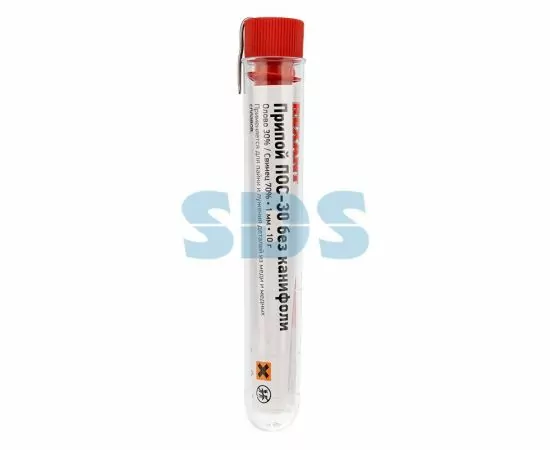 732439 - REXANT Припой без канифоли ПОС-30, 10 г, O1.0 мм, (олово 30%, свинец 70%), колба, 09-3091 (1)