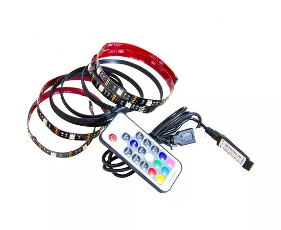 718600 - APEYRON комплект Лента св/д+пульт ДУ+USB TV подсветка 5V 7,2W/m 30Led/m IP20 RGB 2x0,5м 5050 10-70 (1)