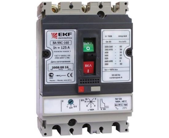 458295 - EKF Автоматический выключатель ВА-99C (Compact NS) 160/80А 3P 36кА mccb99C-160-80 (1)