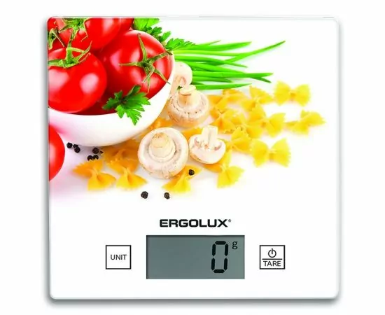 806765 - Весы кухон. эл. ERGOLUX ELX-SK01-С36 Паста/томаты, до 5 кг, 15*15cм, ЖК дисплей, 1xCR2032 1865 (1)