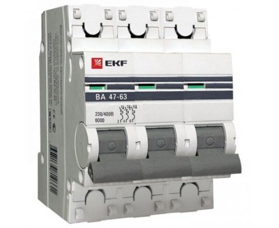 577309 - EKF Автоматический выключатель ВА47-63 6кА, 3P 40А (D) EKF PROxima (1)