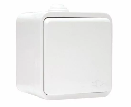 578610 - EKF Прага Розетка 1-местная 16А с заземлением с крышкой IP44 белая с защ. штор. EKF Simple (1)