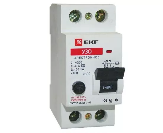 624272 - EKF Basic Устройство защитного отключения УЗО ВД-40 2P 40А/30мА (электронное) (1)