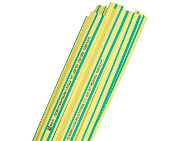 653739 - EKF термоусадка трубка ТУТ 12/6 желто-зел. в отрезках по 1м (уп.50м, цена за 1м) tut-12-yg-1m (1)
