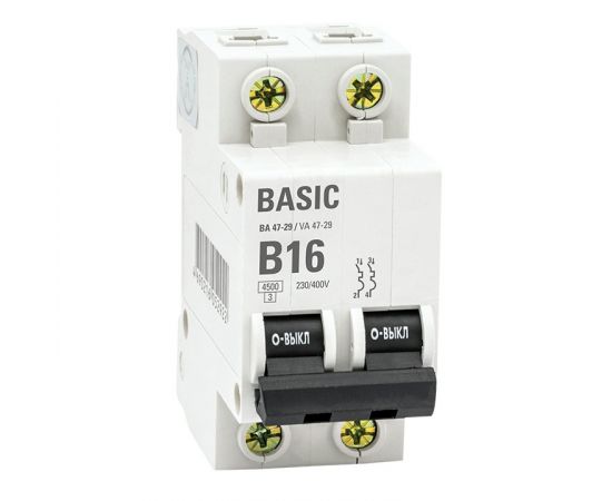 676349 - EKF Basic автоматический выключатель 2P 10А (B) 4,5кА ВА 47-29 mcb4729-2-10-B (1)