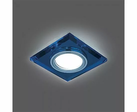 496467 - Gauss BL061 св-к встр. MR16 Квадрат с подсветкой 4K 90(65)x25 Синий/Хром (1)