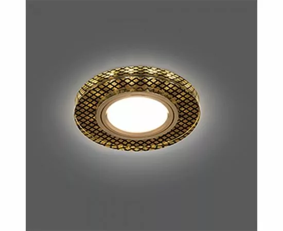 496481 - Gauss BL076 св-к встр. MR16 Круг с подсветкой 2K 90(65)x25 Крист/Черный/Золото (1)