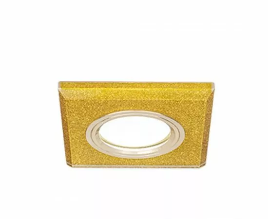 496609 - Gauss RR011 св-к встр. MR16 Квадрат блестки 90(70)x25 Кристалл золото/Золото (1)