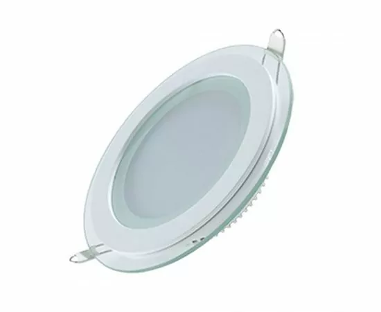 650805 - Gauss св-к встр. св/д круг с дек.стеклом 12W(900lm) 3000K 2K 160(118) алюм. белый 947111112 (1)