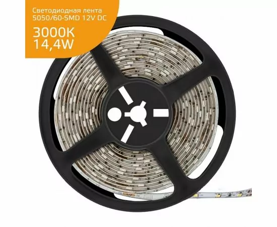 711867 - Gauss Elementary лента св/д 12V 14.4W/m 60Led/m IP20 теплый белый 5м(интер) SMD5050 355000114 (1)