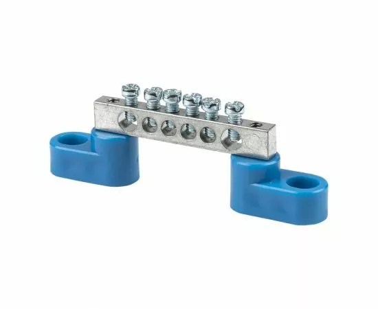 731481 - EKF Шина N Ноль (нул.) N 6x9мм 6 отв. цинк 2 синих угловых изолятора (1)