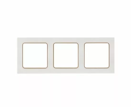 769034 - EKF Стокгольм рамка 3 мест. белая с линией цвета шампань (PC) EAM-G-302-20 (1)