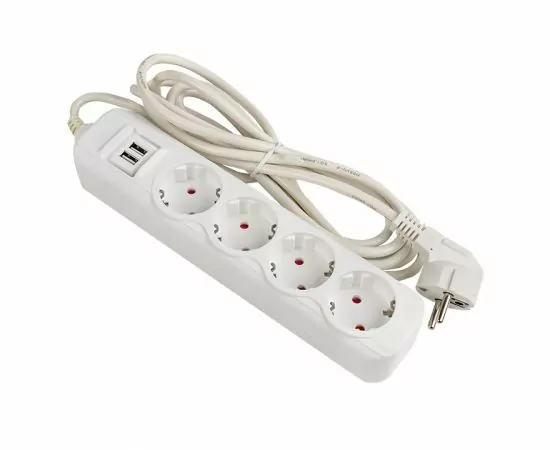 776776 - EKF сет. удл. ПВС 3х1 4 роз.  3 м 16А/3,5кВт 2 USB 2,1А земля Эксперт UBA16-2USB-4-03i (1)