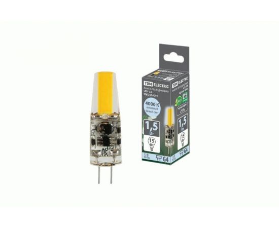 806225 - TDM G4 12V 1,5W(145lm) 4000К 4K, 9,5х36мм силикон SQ0340-0091 (1)