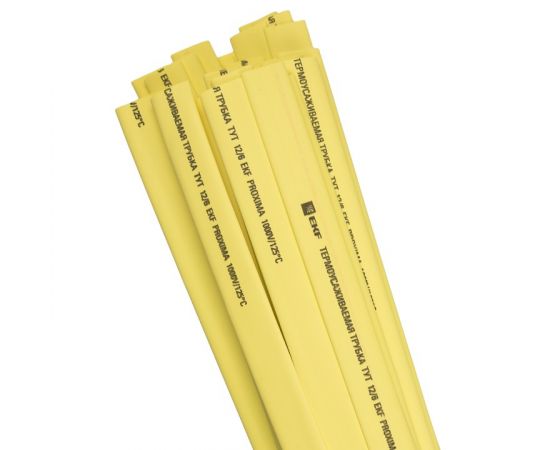 653703 - EKF термоусадка трубка ТУТ 12/6 желтая в отрезках по 1м (уп.50м, цена за 1м) tut-12-y-1m (1)
