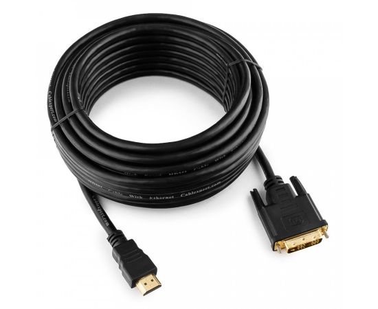 710482 - Кабель HDMIшт. - DVIшт. Cablexpert, 10м, 19M/19M, single link, черный, позол.разъемы, экран, пакет (1)