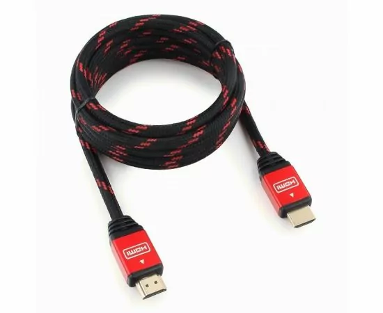 710538 - Кабель HDMIшт. - HDMIшт. Cablexpert, серия Gold, 3 м, v1.4, M/M, красный, позол.разъемы, алюм. к (1)