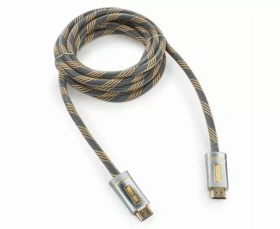 710556 - Кабель HDMIшт. - HDMIшт. Cablexpert, серия Platinum, 3 м, v2.0, M/M, позол.разъемы, серебр., металл. (1)