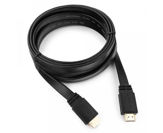 710582 - Кабель HDMIшт. - HDMIшт. Cablexpert, 3м, v1.4, 19M/19M, плоский кабель, черный, позол.разъемы (1)