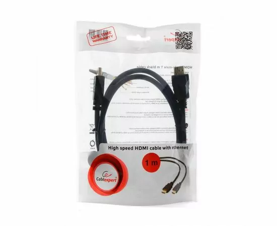 710609 - Кабель HDMIшт. - HDMIшт. Cablexpert, 1м, v2,0, 19M/19M, черный, позол.разъемы, экран, пакет (1)
