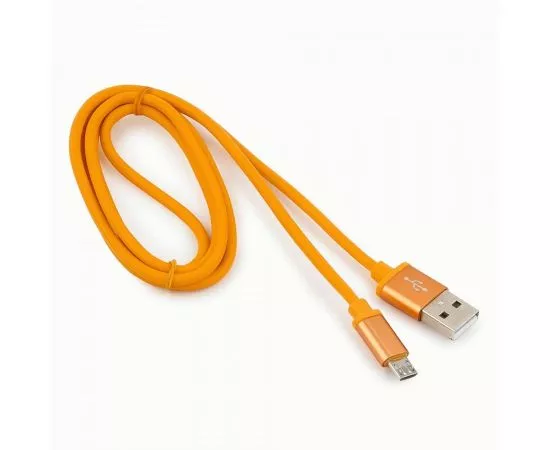711095 - Кабель USB(A)шт. - microUSBшт. 2.0 Cablexpert, AM/microB, серия Silver, 1м, оранжевый, BL (1)