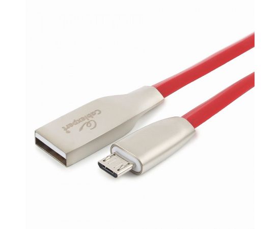 711103 - Кабель USB(A)шт. - microUSB 2.0 Cablexpert, AM/microB, серия Gold, 1м, красный, BL (1)