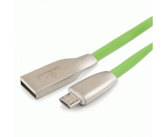 711106 - Кабель USB(A)шт. - microUSB 2.0 Cablexpert, AM/microB, серия Gold, 1м, зеленый, BL (1)