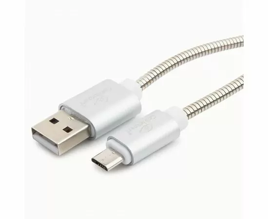 711111 - Кабель USB(A)шт. - microUSB 2.0 Cablexpert, AM/microB, серия Gold,  1м, серебро, BL (1)