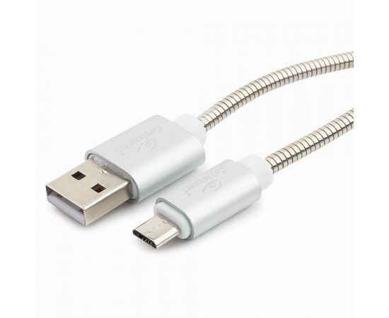 711111 - Кабель USB(A)шт. - microUSB 2.0 Cablexpert, AM/microB, серия Gold, 1м, серебро, BL (1)