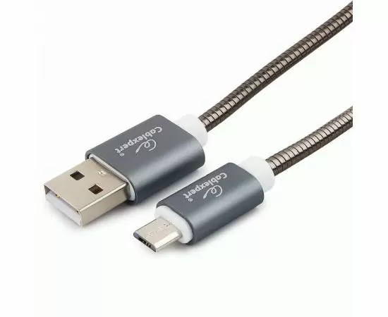 711114 - Кабель USB(A)шт. - microUSB 2.0 Cablexpert, AM/microB, серия Gold,  1м, титан, BL (1)
