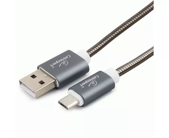 711115 - Кабель USB(A)шт. - microUSB 2.0 Cablexpert, AM/microB, серия Gold, 1.8м, титан, BL (1)