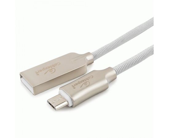 711122 - Кабель USB(A)шт. - microUSB 2.0 Cablexpert, AM/microB, серия Platinum, 1м, белый, нейлон, BL (1)