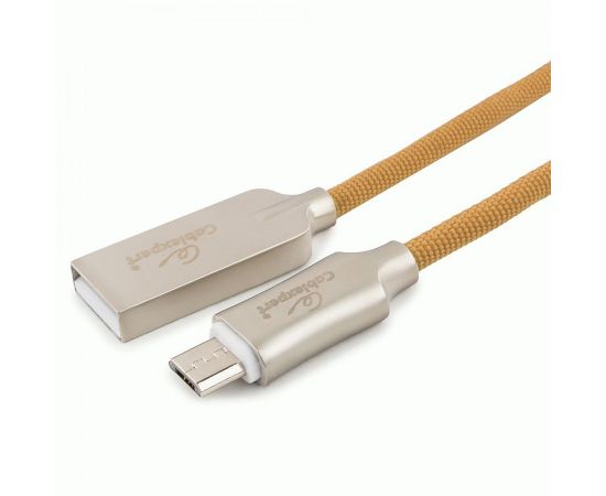 711128 - Кабель USB(A)шт. - microUSB 2.0 Cablexpert, AM/microB, серия Platinum, 1м, золотой, нейлон, BL (1)