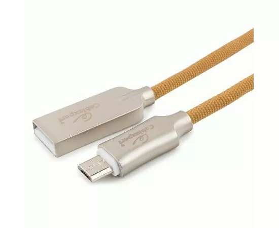 711129 - Кабель USB(A)шт. - microUSB 2.0 Cablexpert, AM/microB, серия Platinum, 1.8м, золотой,нейлон,BL (1)