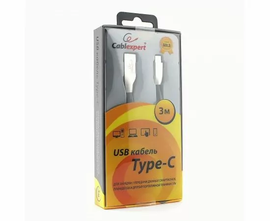 711159 - Кабель USB(A)шт. - 2.0 type C шт. Cablexpert, серия Gold,  3м, черный, BL (1)