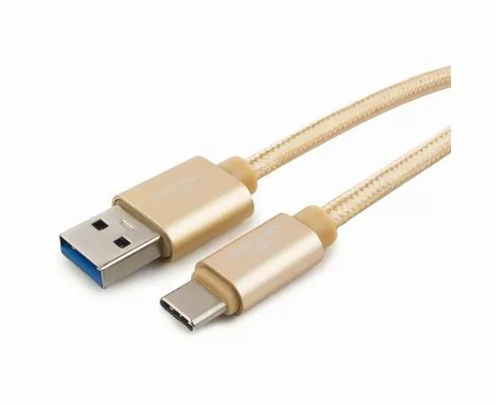 711190 - Кабель USB(A)шт. - 3.0 type C шт. Cablexpert серия Platinum,  1м, золотой, нейлон, BL (1)