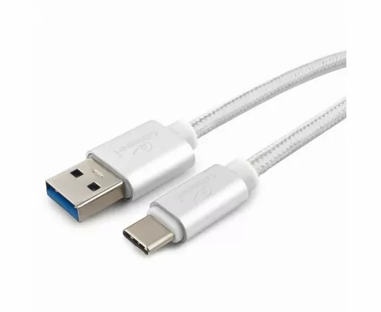 711194 - Кабель USB(A)шт. - 3.0 type C шт. Cablexpert серия Platinum,  1м, серебро, нейлон, BL (1)