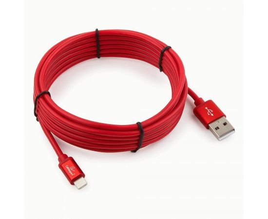 711218 - Кабель USB(A)шт. - 8pin шт. для iPhone5/6/7/8/X, IPod, IPad Cablexpert серия Silver, 3м, красный, BL (1)