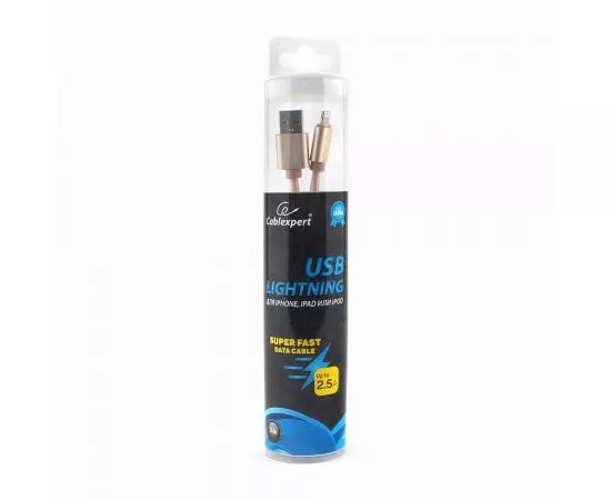 711260 - Кабель USB(A)шт. - 8pin шт. для iPhone5/6/7/8/X, IPod, IPad Cablexpert серия Ultra, 3м, золотой, BL (1)