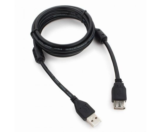 711325 - Кабель удлинитель USB(A)гн. 2.0 - USB(A)шт. Pro Cablexpert, AM/AF, 1.8м, экран, 2 феррит., черный (1)