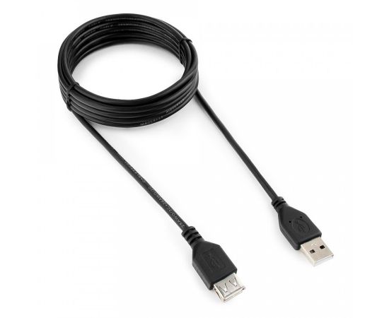 711331 - Кабель удлинитель USB(A)гн. 2.0 - USB(A)шт. Pro Cablexpert AM/AF, 3.0м, экран, черный, пакет (1)