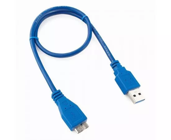 711347 - Кабель USB(A)гн. 2.0 - microUSB 9-конт. Pro Cablexpert, AM/microBM 9P, 50см, экран, синий (1)