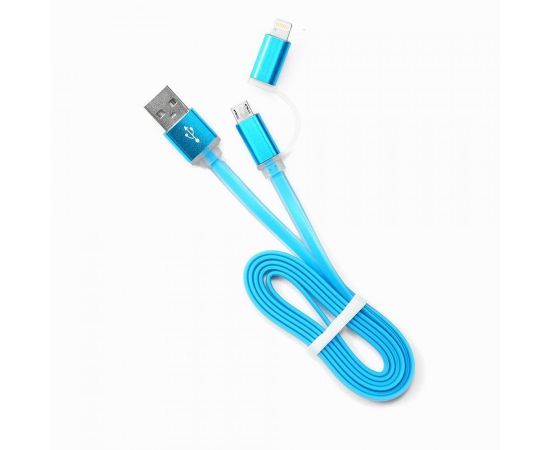 711354 - Кабель USB(A)шт. - microUSB 2.0+8 pin шт. Cablexpert, AM/microBM 5P - iPhone lightning, 1м, голубой (1)