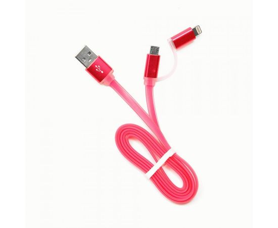 711355 - Кабель USB(A)шт. - microUSB 2.0+8 pin шт.Cablexpert, AM/microBM 5P - iPhone lightning, 1м, розовый (1)