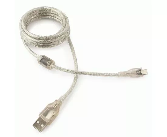 711370 - Кабель USB(A)шт. 2.0 - microUSBшт. Cablexpert, AM/microBM, 1,8м, экран, феррит.кольцо, прозрачны (1)