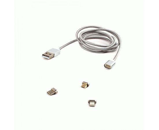 711373 - Кабель магнитный USB(A)шт. 2.0 - microUSBшт+type C шт.+8 pin шт. Cablexpert, комбо кабель (1)