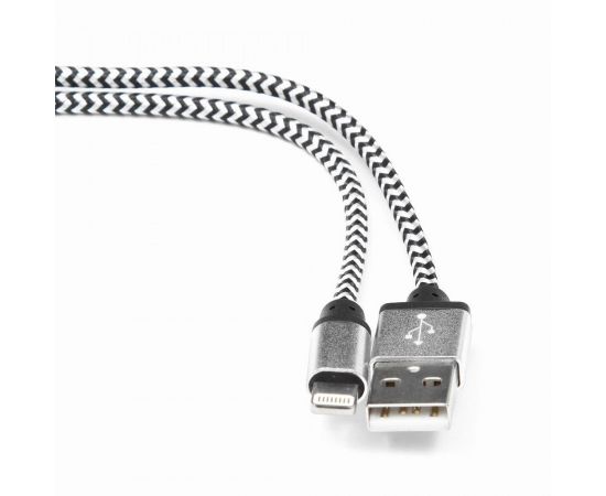 711389 - Кабель USB(A)шт. 2.0 - 8pin шт. Cablexpert, AM/Lightning 8P, 1м, нейлон, алюминиевые разъем, серебр (1)